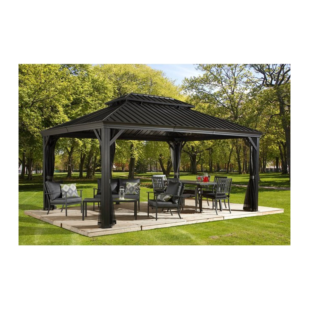 Sojag Pavillon Messina modern aus Aluminium in Anthrazit, B/T/H: 483 x 363 x 307 cm - Bild 4