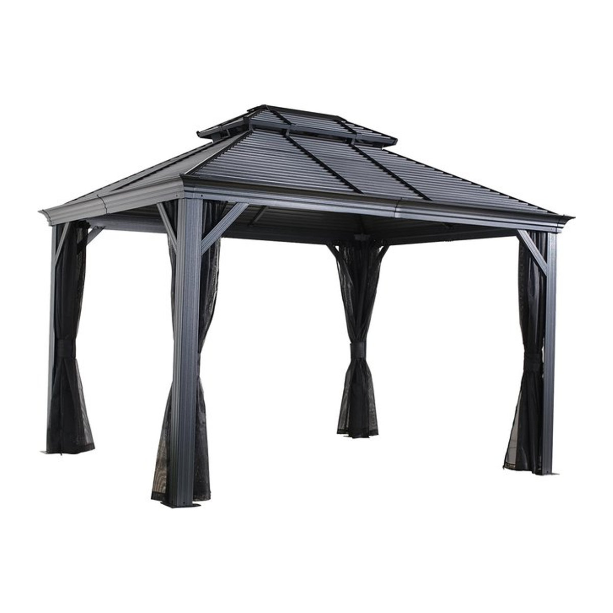 Sojag Pavillon Mykonos eckig mit Doppeldach in Grau, B/T: 425 x 299 cm - Bild 1