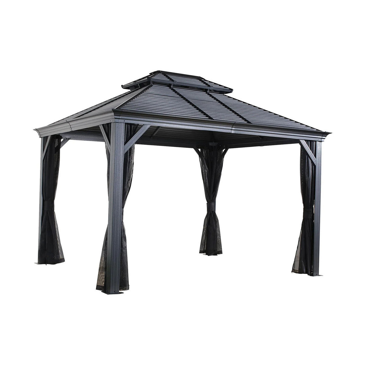 Sojag Pavillon Mykonos eckig mit Doppeldach in Grau, B/T: 425 x 299 cm - Bild 2