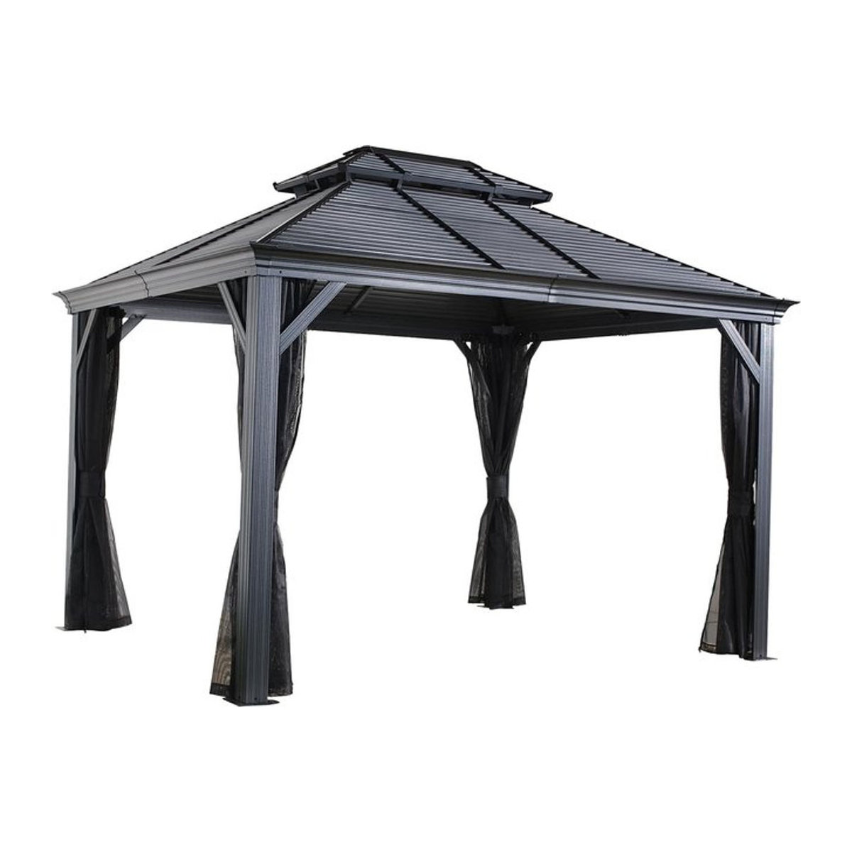 Sojag Pavillon Mykonos eckig mit Doppeldach in Grau, B/T: 425 x 299 cm - Bild 5