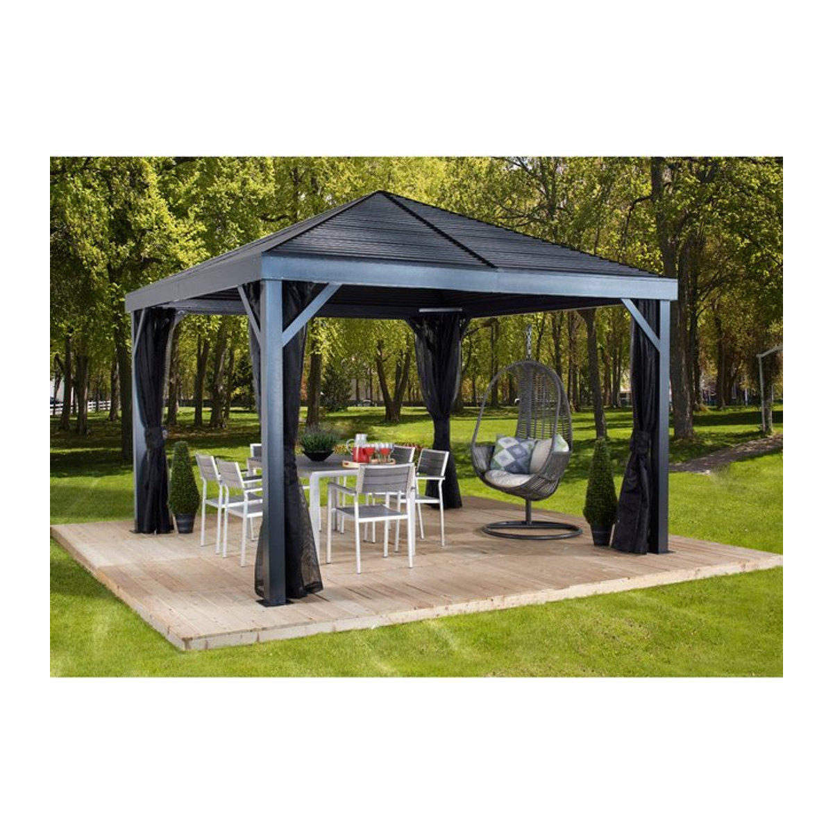 SOJAG Pavillon South Beach aus Aluminium in Basaltgrau, B/T/H: 363 x 363 x 310 cm - Bild 1