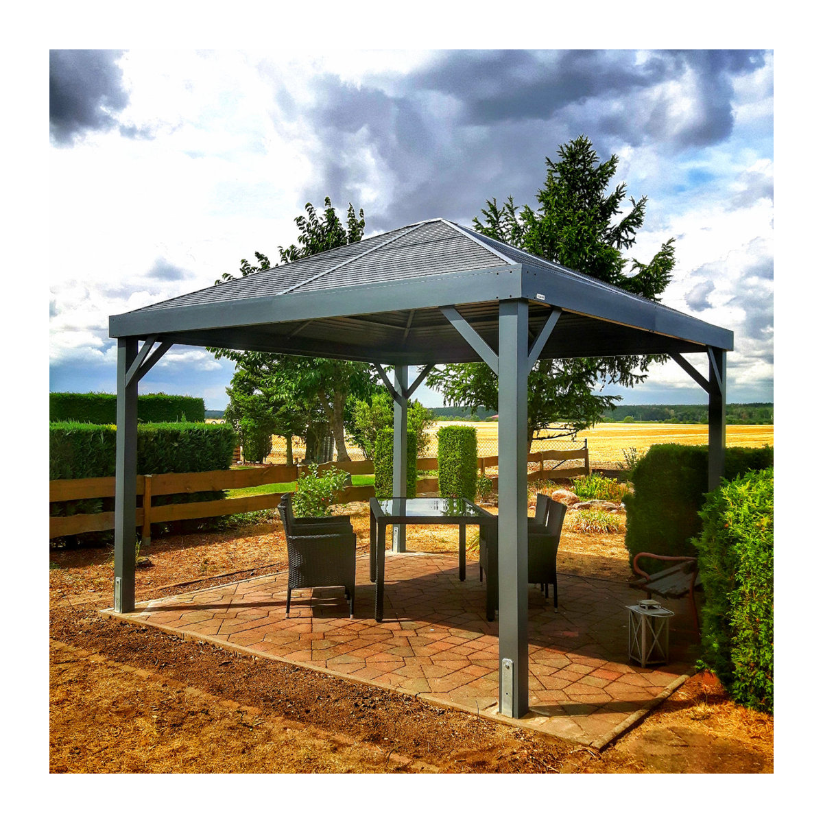 SOJAG Pavillon South Beach aus Aluminium in Basaltgrau, B/T/H: 363 x 363 x 310 cm - Bild 5
