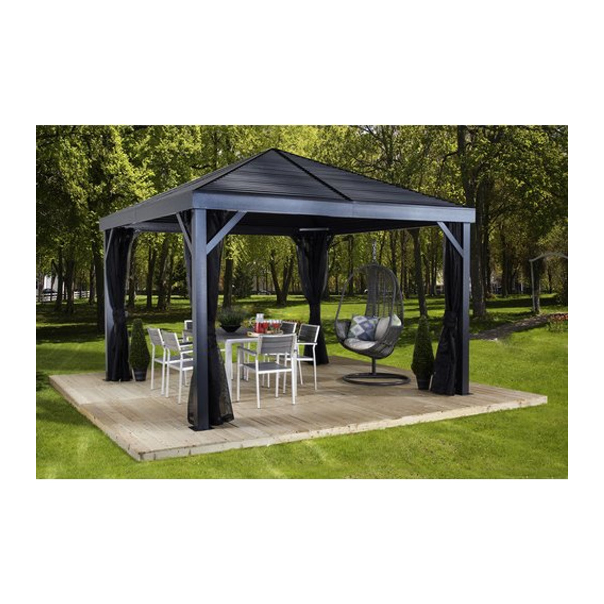 SOJAG Pavillon South Beach aus Aluminium in Basaltgrau, B/T/H: 363 x 363 x 310 cm - Bild 6
