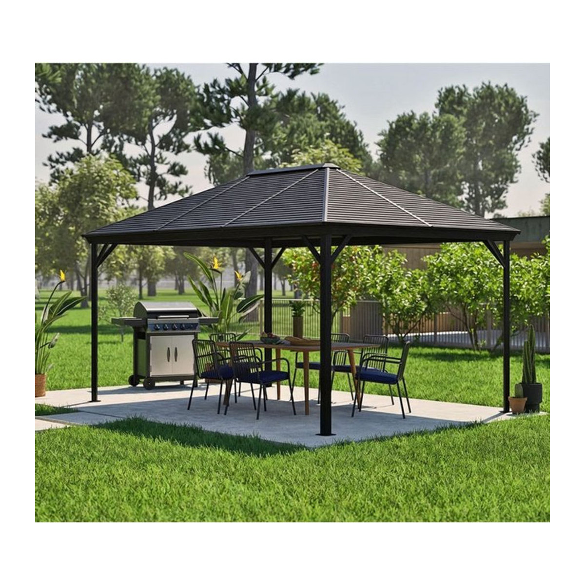 Sojag Pavillon Ventura aus Aluminium, Anthrazit, B/T/H: 423 x 296 x 261 cm - Bild 1
