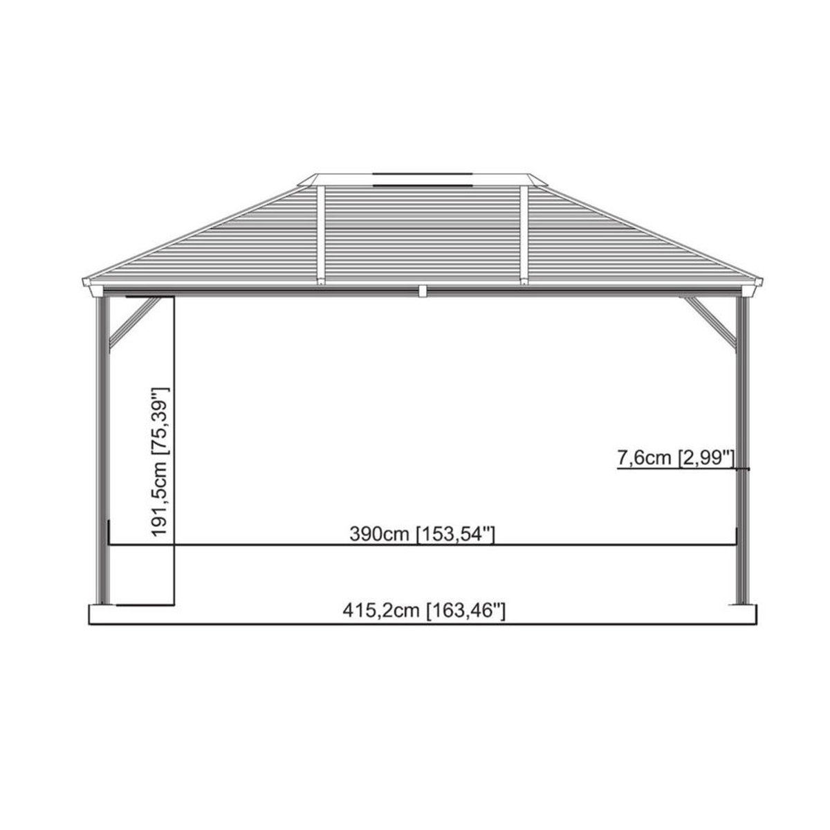 Sojag Pavillon Ventura aus Aluminium, Anthrazit, B/T/H: 423 x 296 x 261 cm - Bild 3