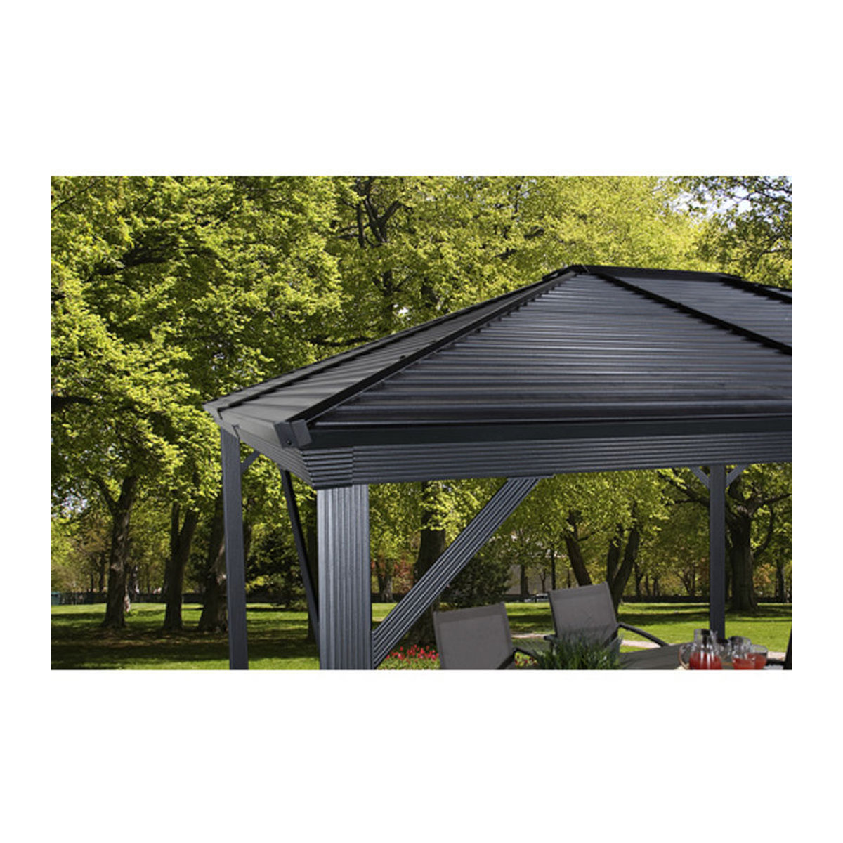Sojag Pavillon Ventura aus Aluminium, Anthrazit, B/T/H: 423 x 296 x 261 cm - Bild 4
