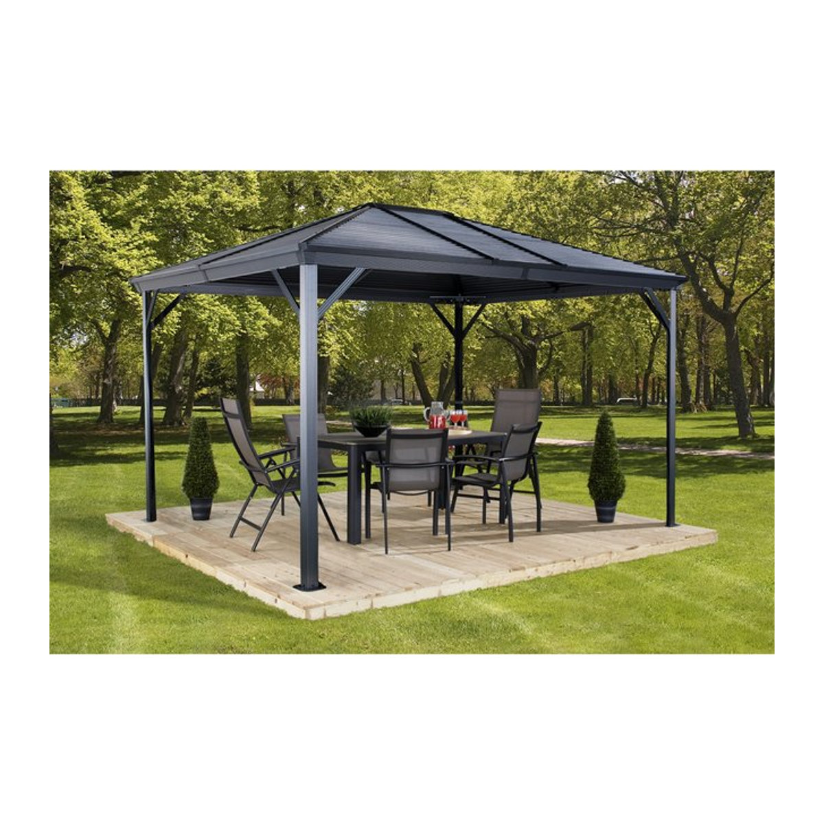 Sojag Pavillon Ventura quadratisch in Anthrazit B/T/H: 296 x 296 x 260 cm - Bild 1
