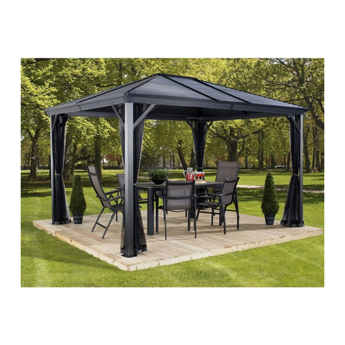 Sojag Pavillon Ventura quadratisch in Anthrazit B/T/H: 296 x 296 x 260 cm - Bild 2