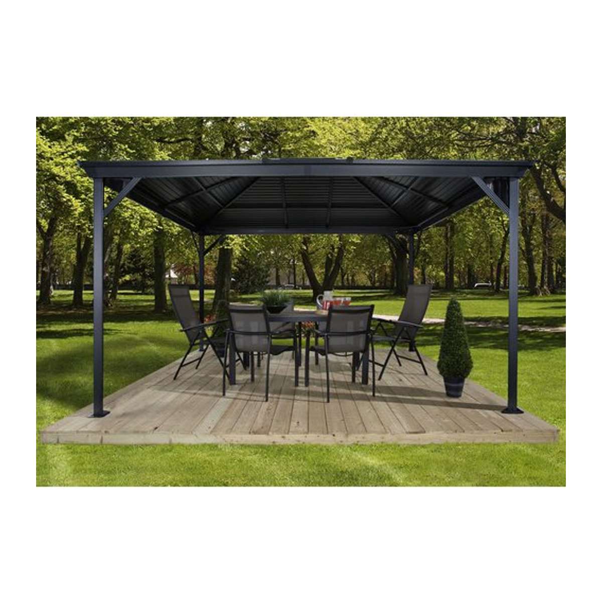 Sojag Pavillon Ventura quadratisch in Anthrazit B/T/H: 296 x 296 x 260 cm - Bild 5