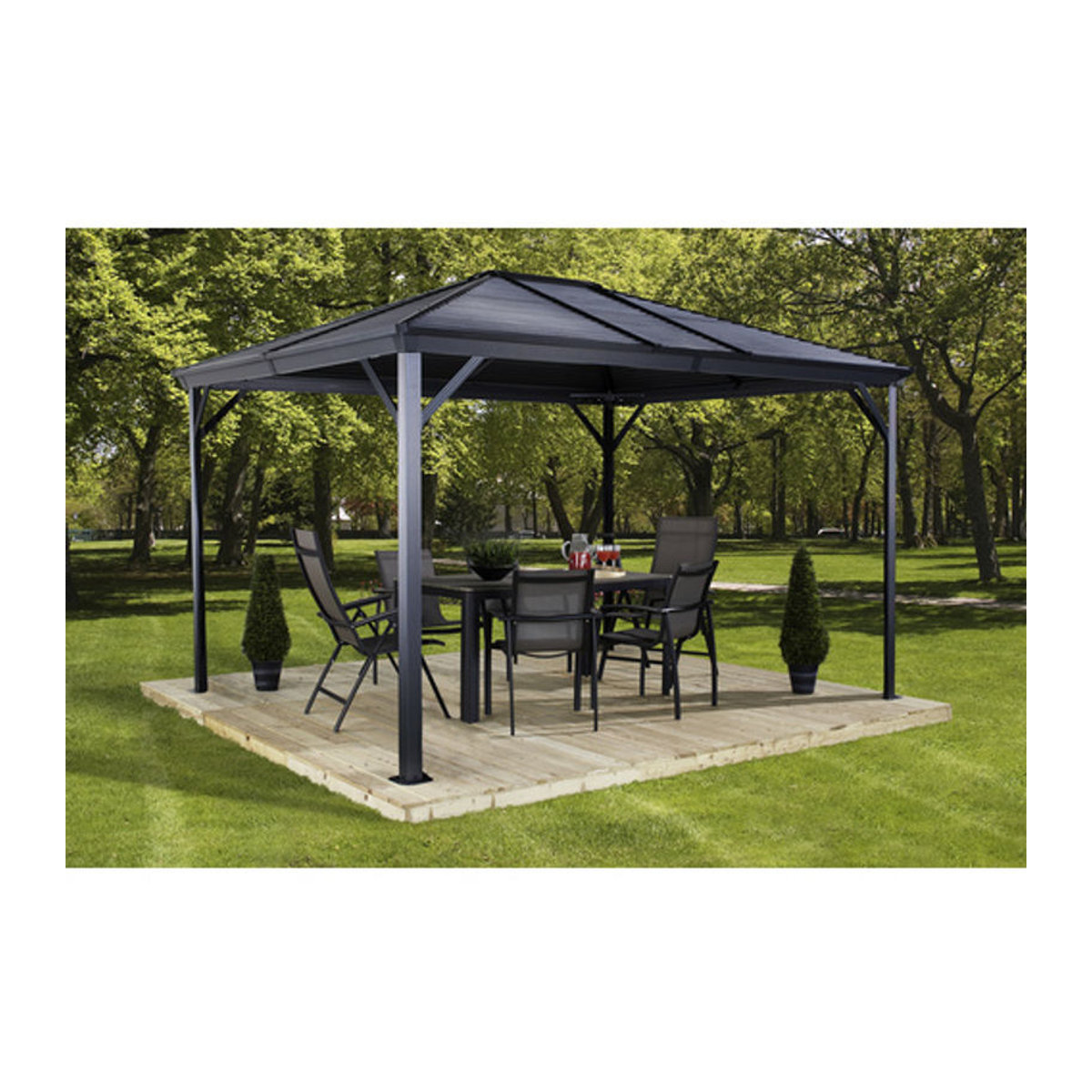 Sojag Pavillon Ventura quadratisch in Anthrazit B/T/H: 296 x 296 x 260 cm - Bild 6
