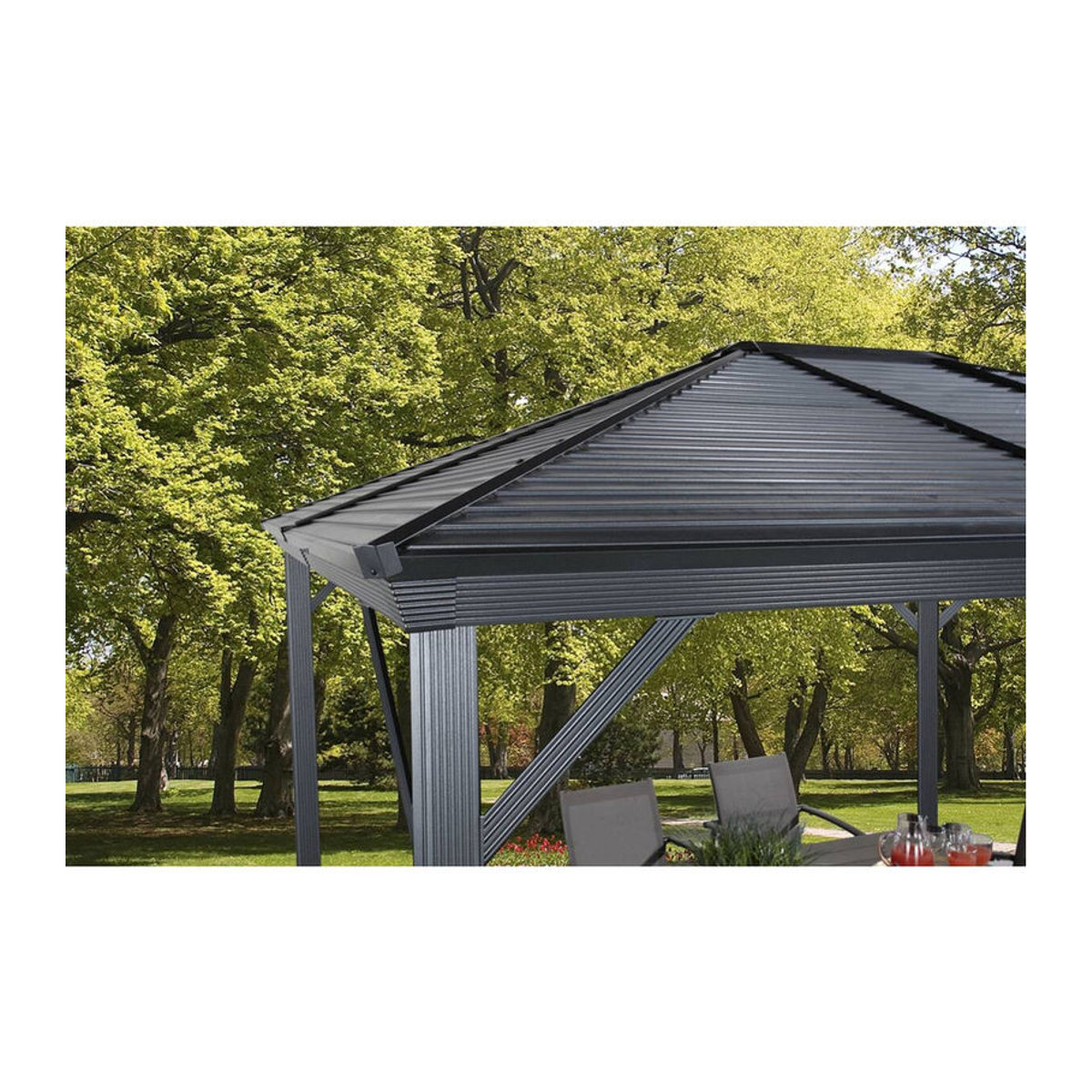 Sojag Pavillon Ventura quadratisch in Anthrazit B/T/H: 296 x 296 x 260 cm - Bild 8