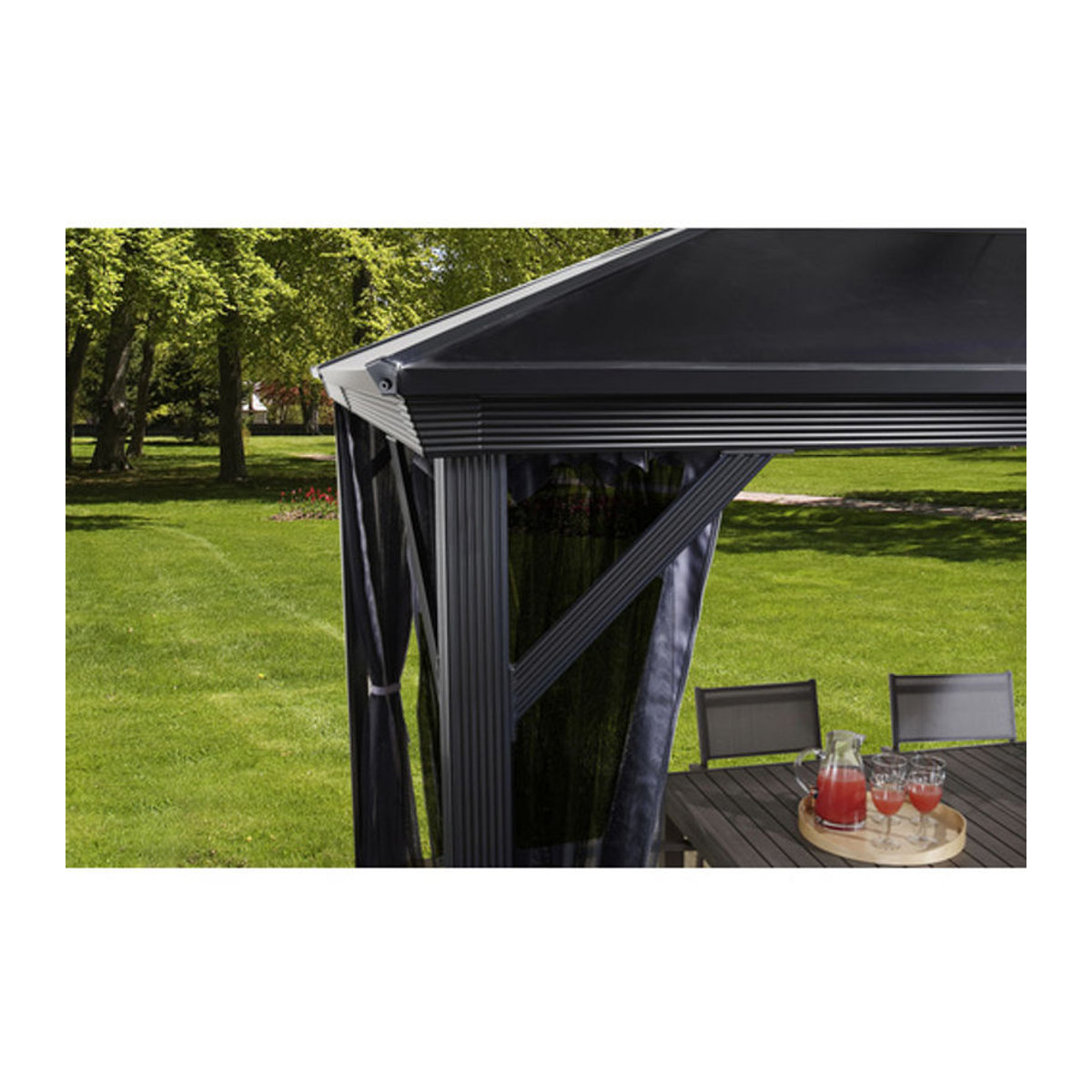 Sojag Pavillon Verona modern aus Aluminium und Polycarbonat in Anthrazit und Grau B/H/T: 423 x 261 x 298 cm - Bild 3