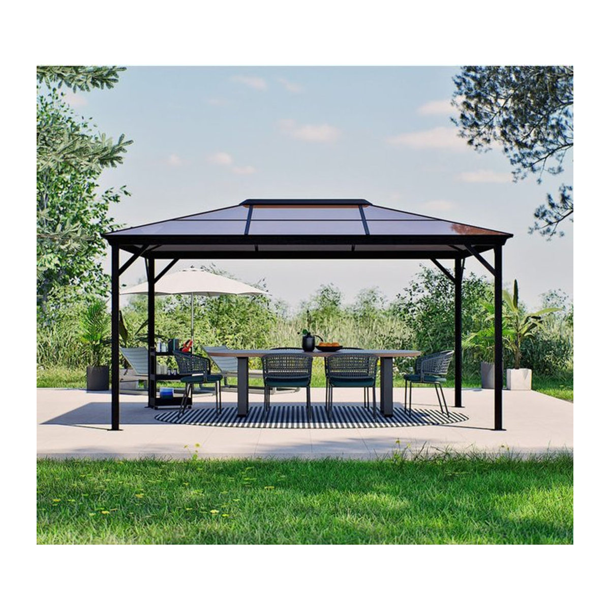 Sojag Pavillon Verona modern aus Aluminium und Polycarbonat in Anthrazit und Grau B/H/T: 423 x 261 x 298 cm - Bild 7