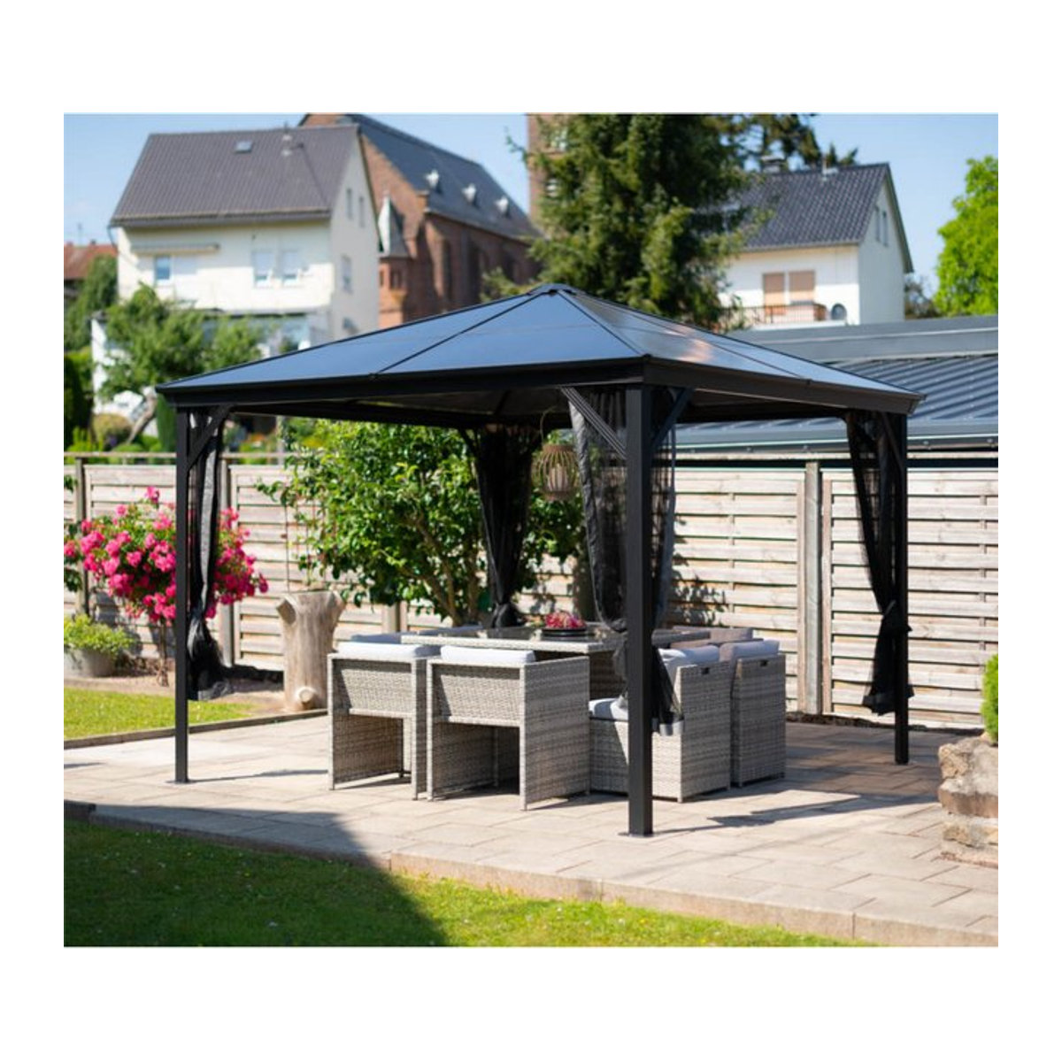 Sojag Pavillon Verona quadratisch aus Aluminium, anthrazit, B/T/H: 298 x 298 x 260 cm - Bild 1