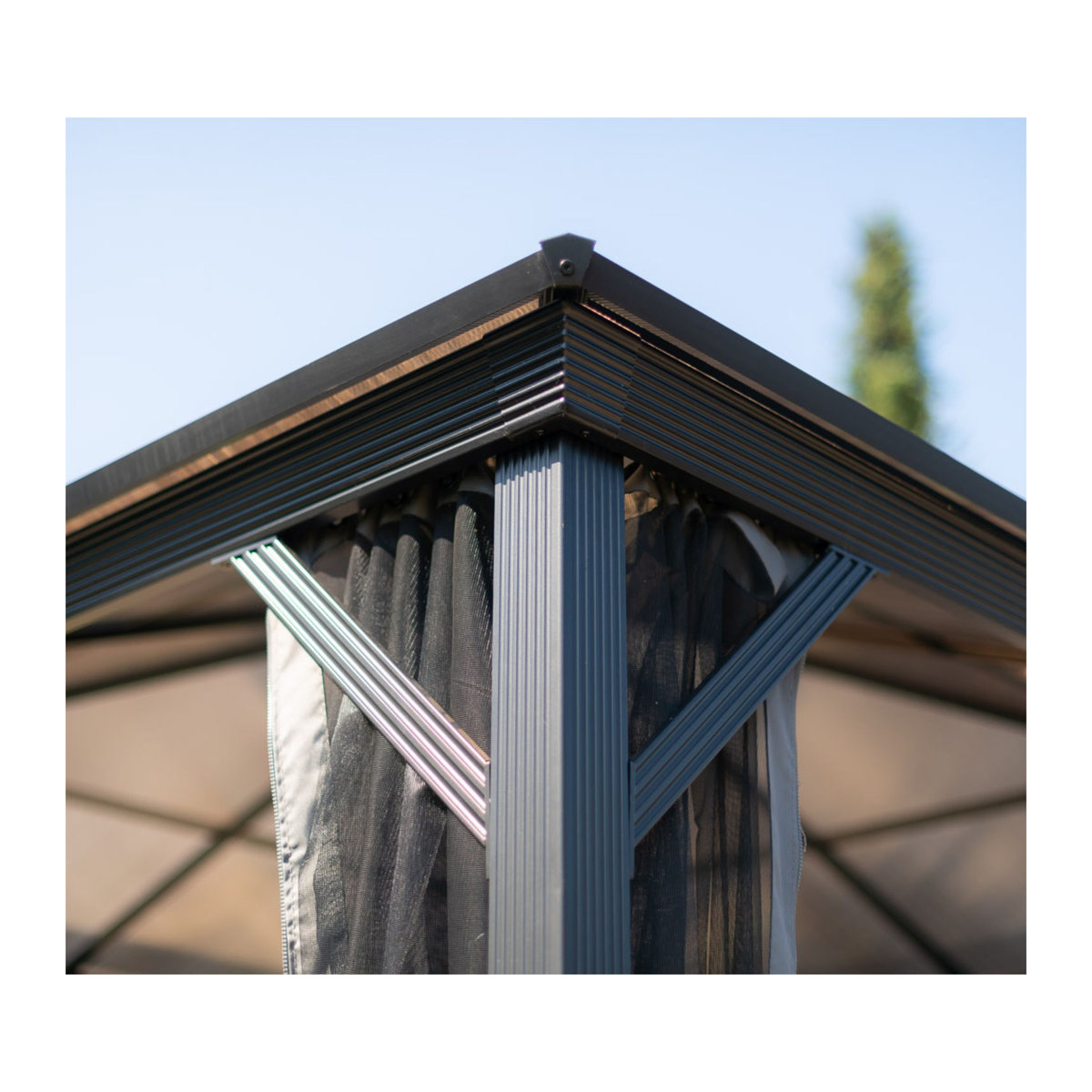 Sojag Pavillon Verona quadratisch aus Aluminium, anthrazit, B/T/H: 298 x 298 x 260 cm - Bild 3