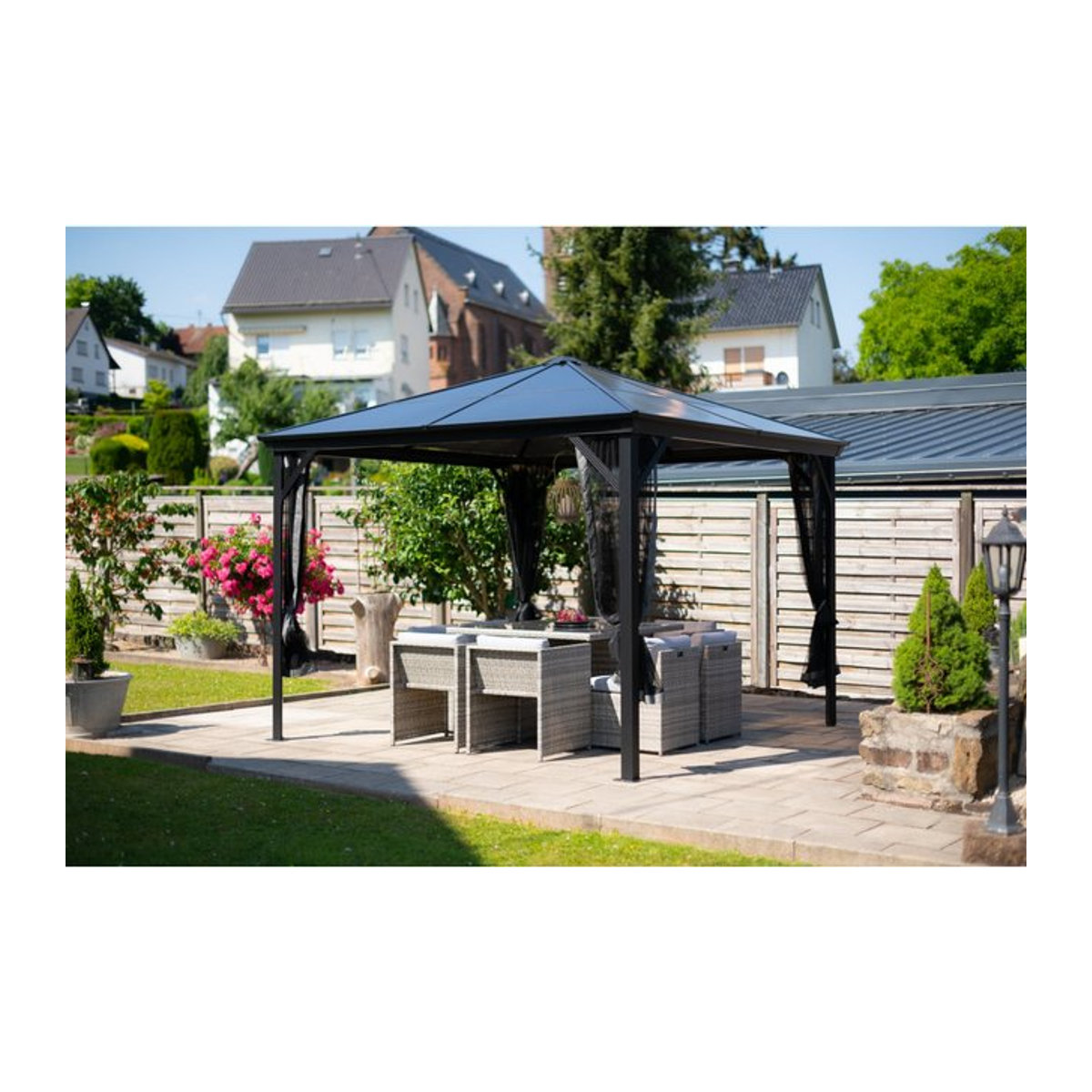 Sojag Pavillon Verona quadratisch aus Aluminium, anthrazit, B/T/H: 298 x 298 x 260 cm - Bild 4