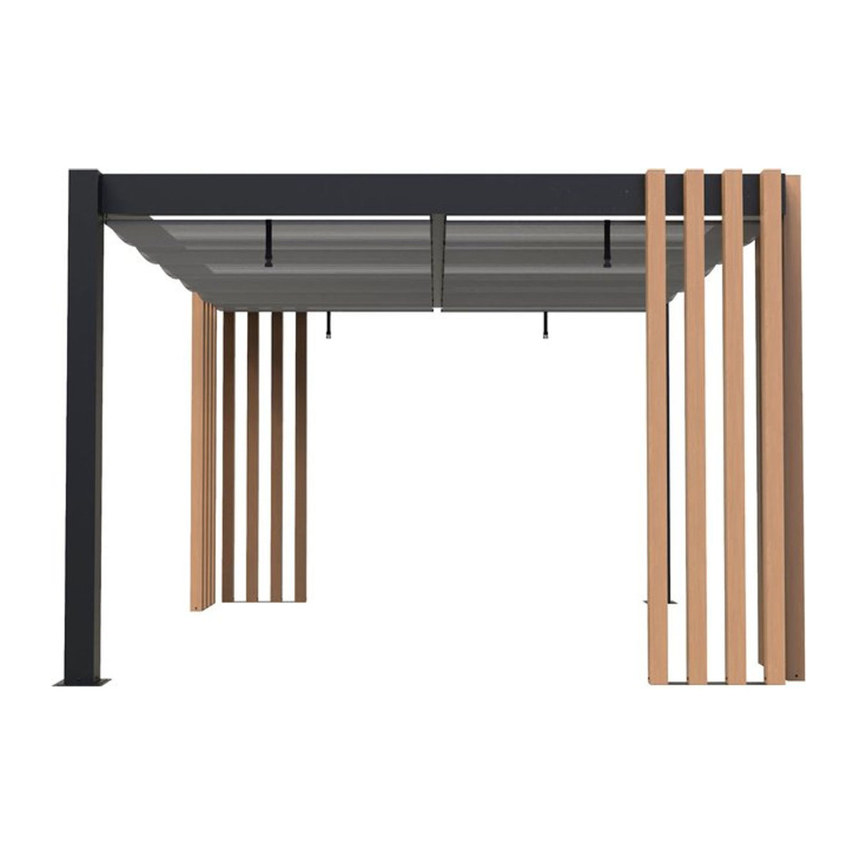 Sojag Pergola Lito 1012 mit Sonnensegel in Schwarz-Grau Anthrazit B: 378,5 cm, T: 302,3 cm, H: 234,5 cm - Bild 1