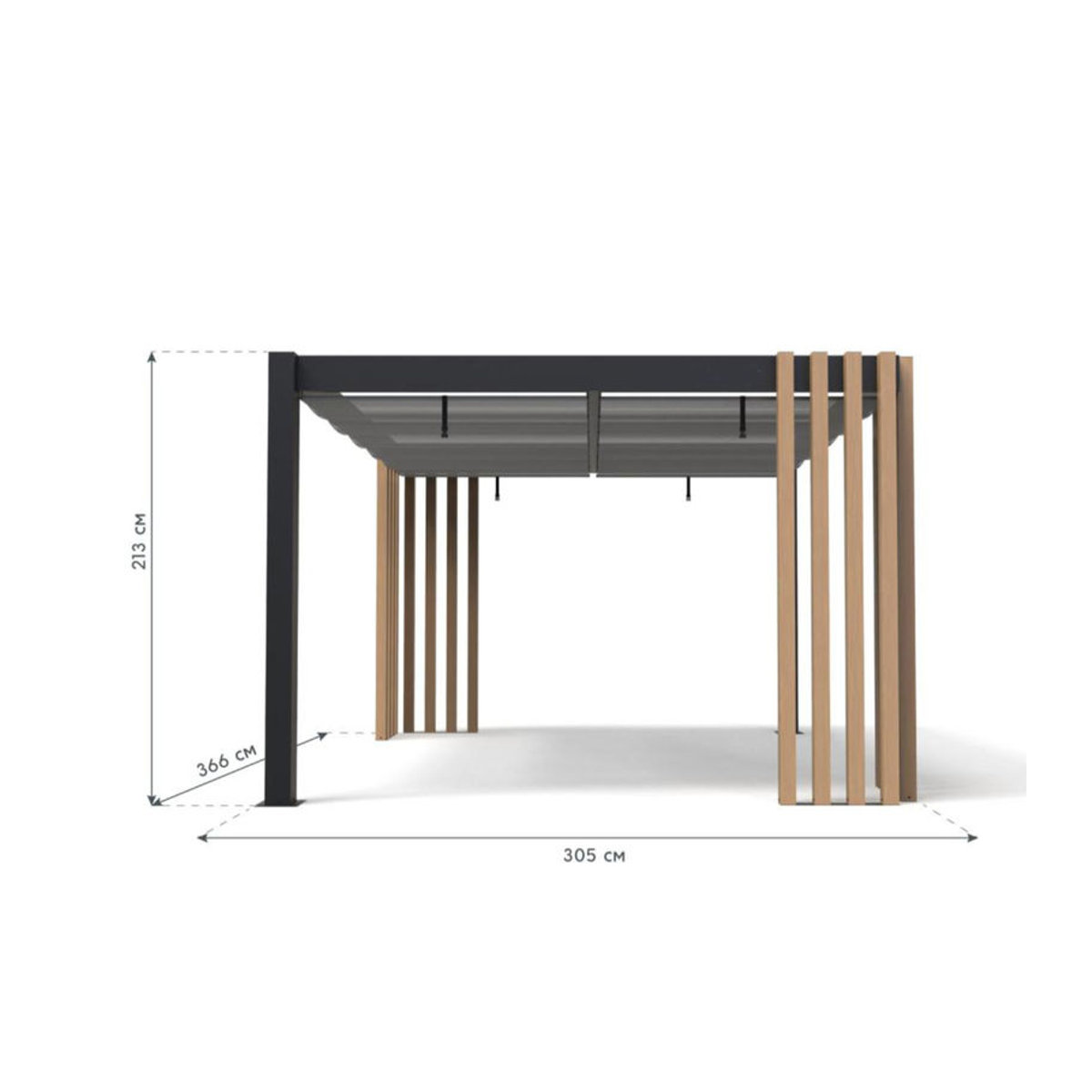 Sojag Pergola Lito 1012 mit Sonnensegel in Schwarz-Grau Anthrazit B: 378,5 cm, T: 302,3 cm, H: 234,5 cm - Bild 4