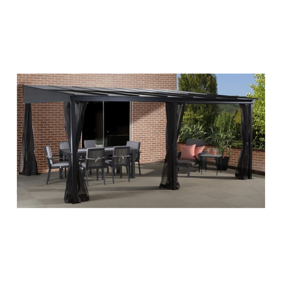 Sojag Terrassenüberdachung St. Barthelemy aus Aluminium in Anthrazit mit Polycarbonat-Doppelstegplatten, B/T/H: 483 x 362 x 240 cm - Bild 1