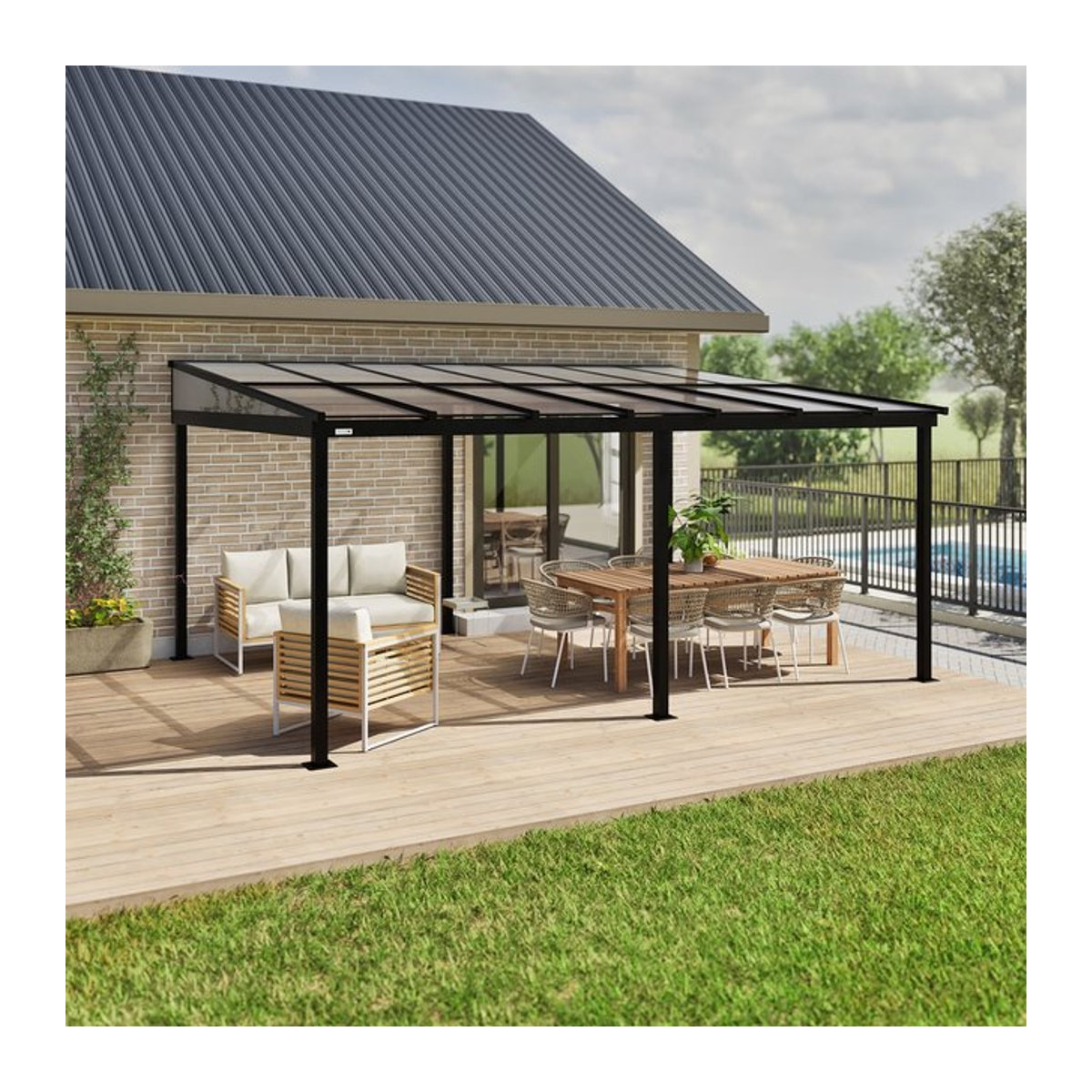 Sojag Terrassenüberdachung St. Barthelemy aus Aluminium in Anthrazit mit Polycarbonat-Doppelstegplatten, B/T/H: 483 x 362 x 240 cm - Bild 2