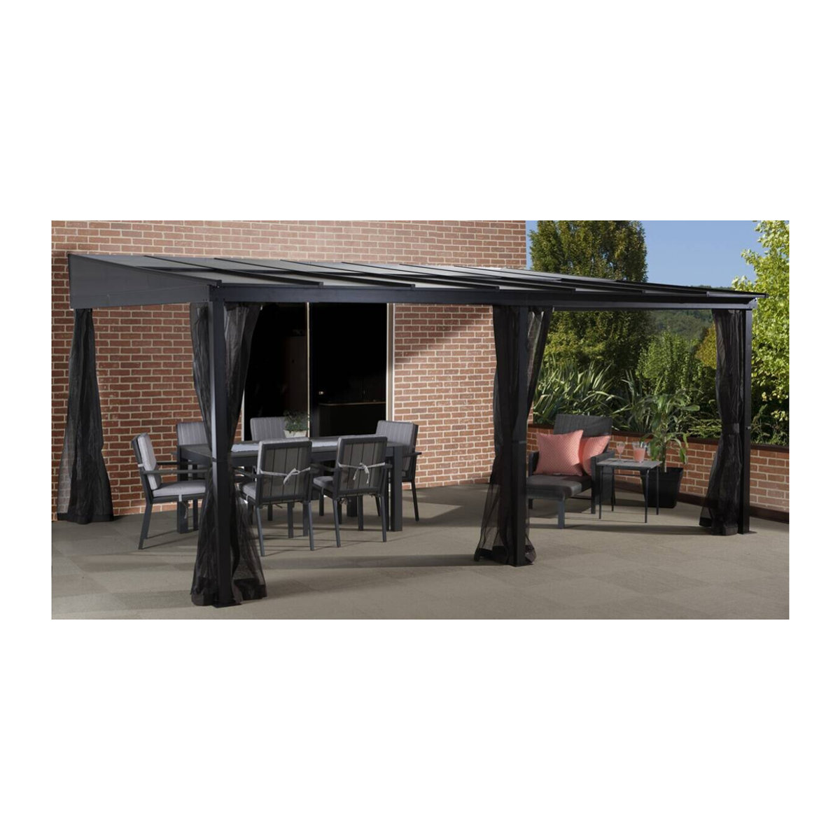 Sojag Terrassenüberdachung St. Barthelemy aus Aluminium in Anthrazit mit Polycarbonat-Doppelstegplatten, B/T/H: 483 x 362 x 240 cm - Bild 4