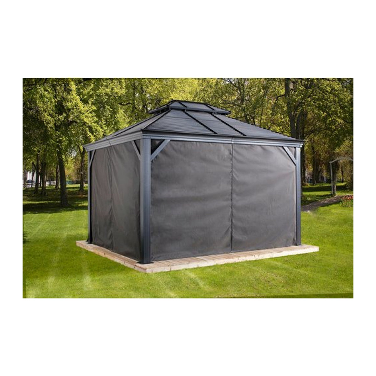 Sojag Vorhang-Set für Pavillon Mykonos und Moreno 10x14, dunkelgrau, Polyester, B/T: 380 x 254 cm - Bild 5