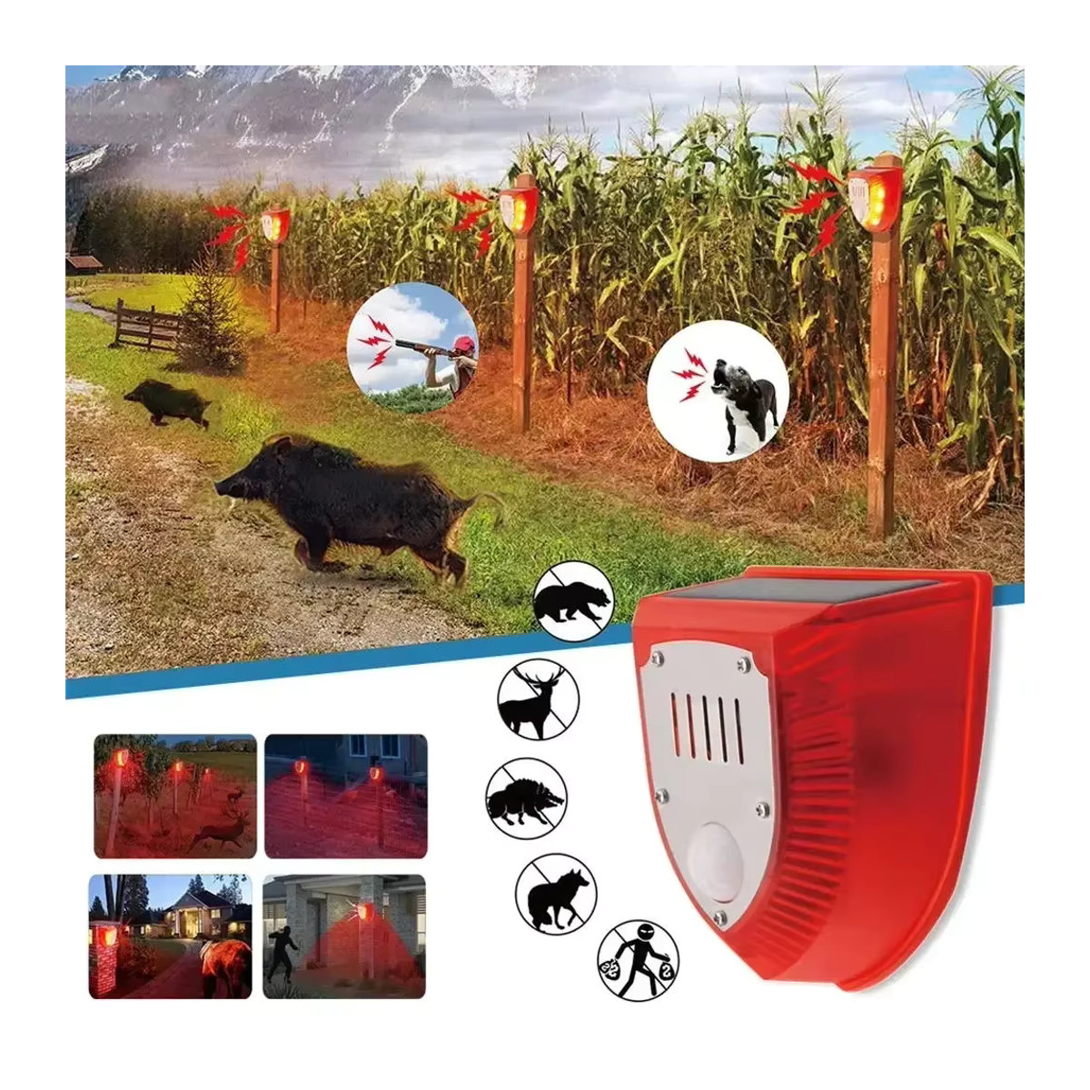 Solar Alarm Licht mit Bewegungsmelder IP65 wasserdicht in Rot für Garten und Außenbereich - Bild 2