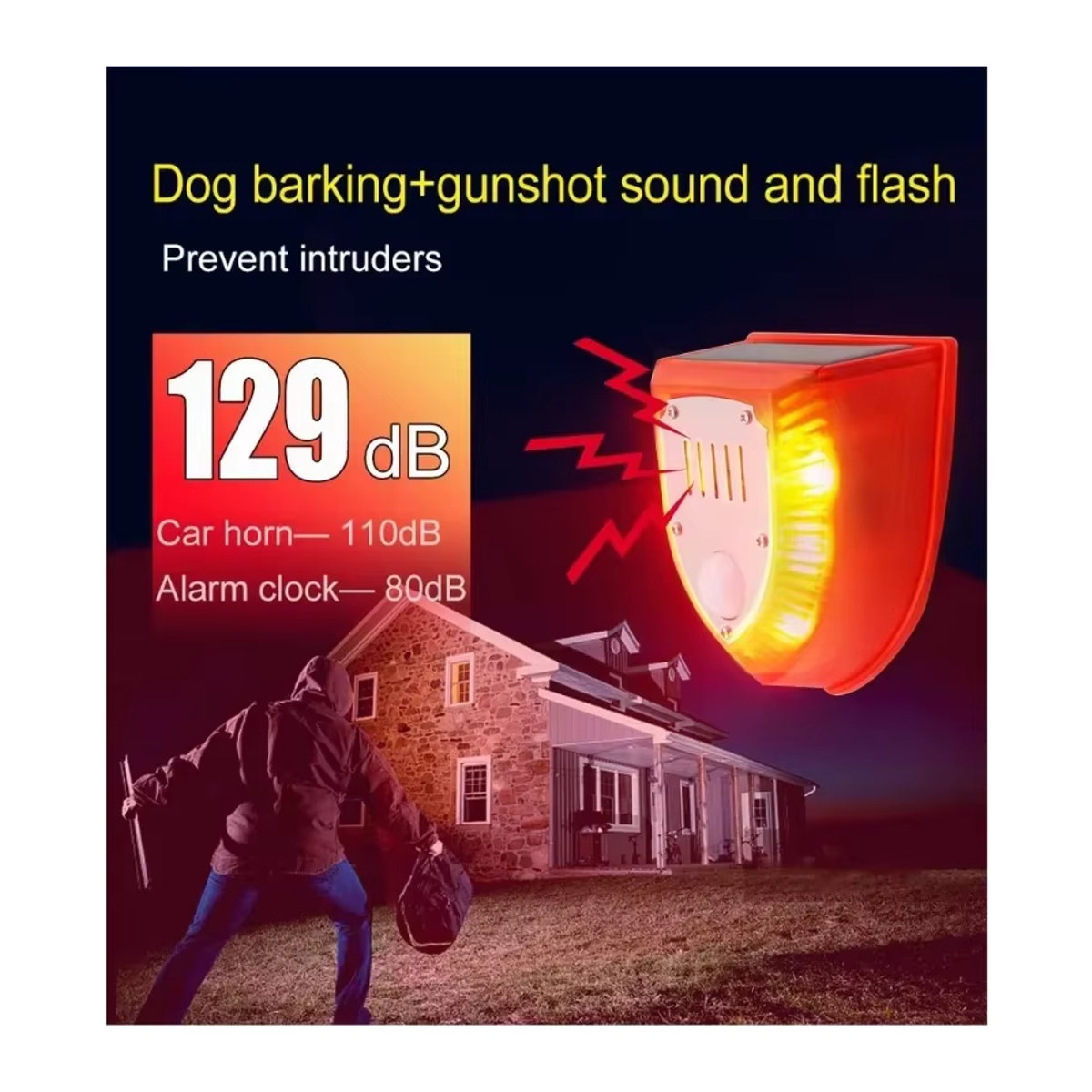 Solar Alarm Licht mit Bewegungsmelder IP65 wasserdicht in Rot für Garten und Außenbereich - Bild 3