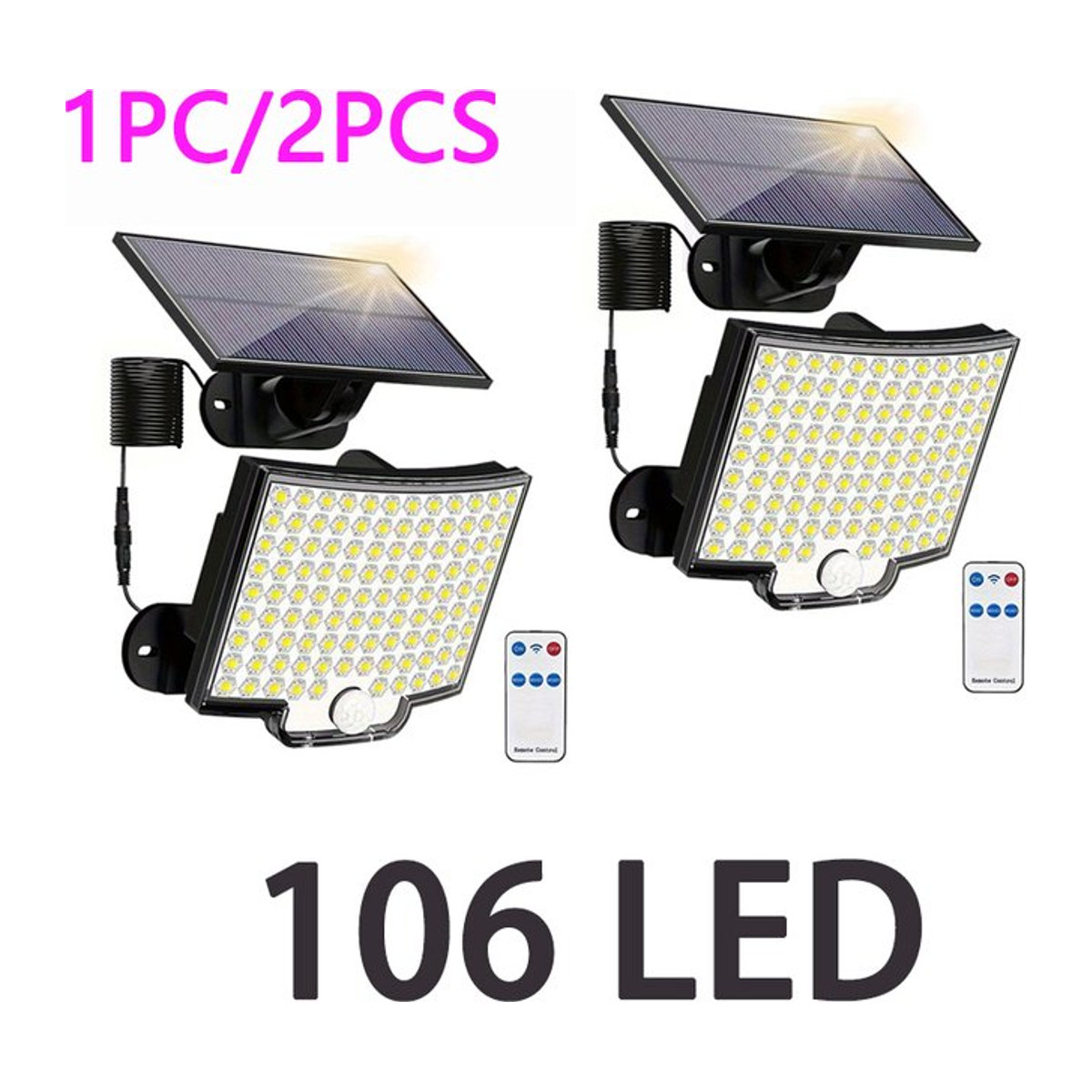 Solar Außen LED Flutlicht mit Motion Sensor und Fernbedienung, wasserdichter Außenstrahler in Schwarz für Garten, Terrasse und Garage - Bild 1