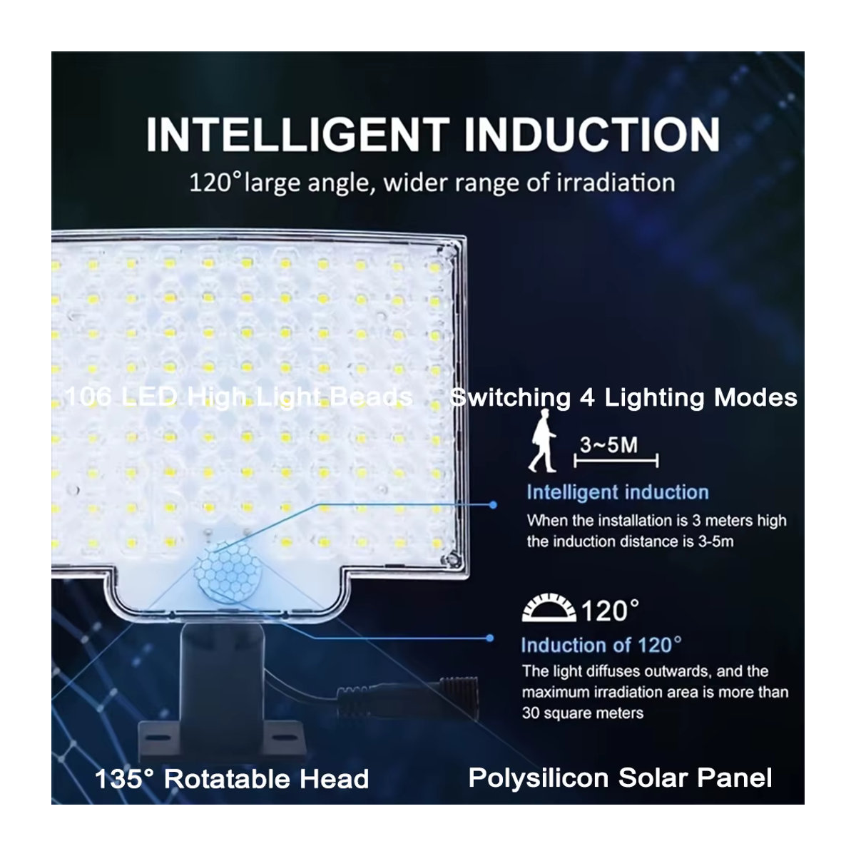 Solar Außen LED Flutlicht mit Motion Sensor und Fernbedienung, wasserdichter Außenstrahler in Schwarz für Garten, Terrasse und Garage - Bild 4