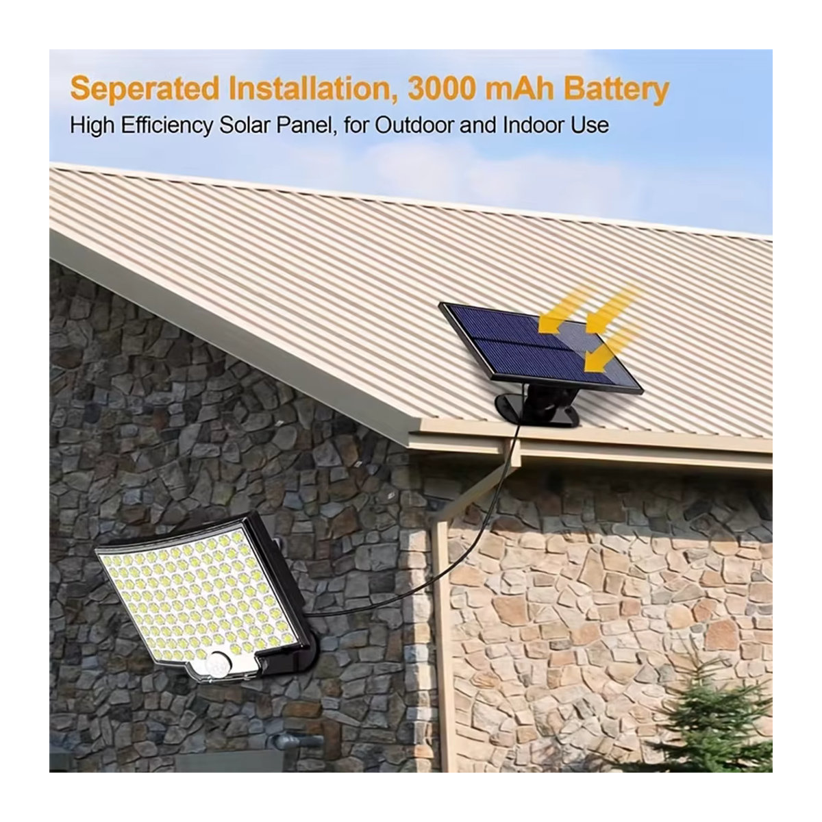 Solar Außen LED Flutlicht mit Motion Sensor und Fernbedienung, wasserdichter Außenstrahler in Schwarz für Garten, Terrasse und Garage - Bild 5
