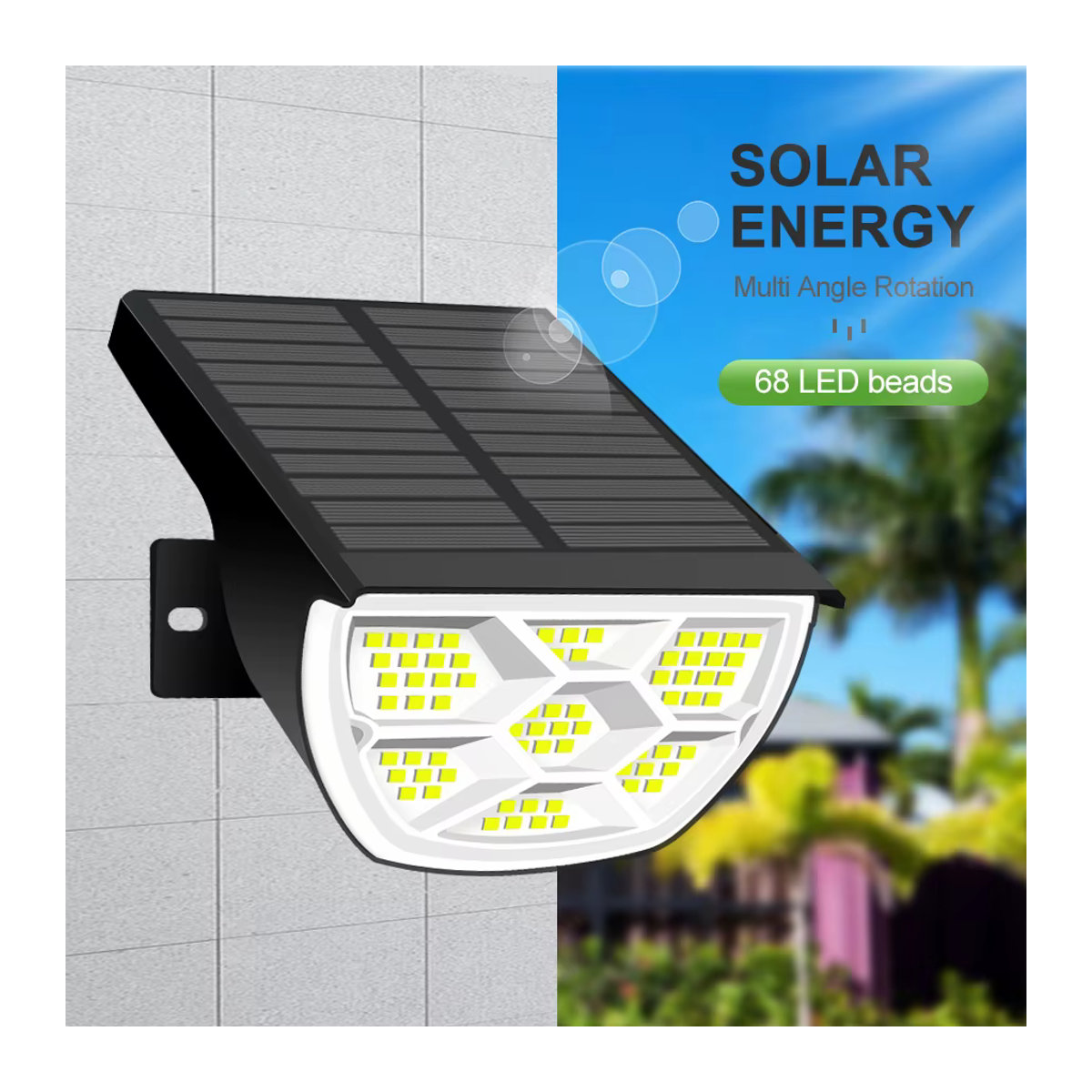 Solar Außenstrahler mit 68/72 LED und 3 Modi, wasserdichter Solar Spot Licht in Schwarz für Garten und Landschaft - Bild 4