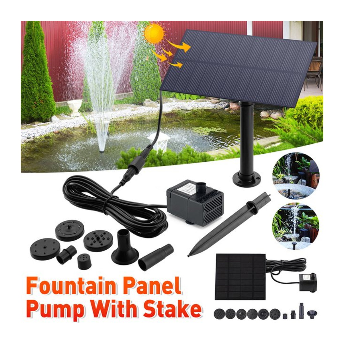 Solar Brunnen Pumpe mit Bewässerungssystem und Solarpanel in Schwarz - Bild 1
