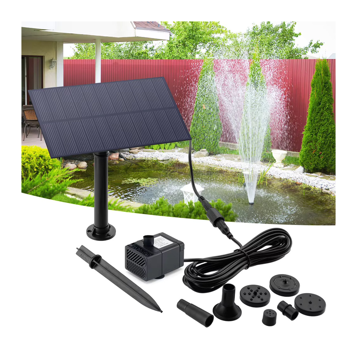 Solar Brunnen Pumpe mit Bewässerungssystem und Solarpanel in Schwarz - Bild 2