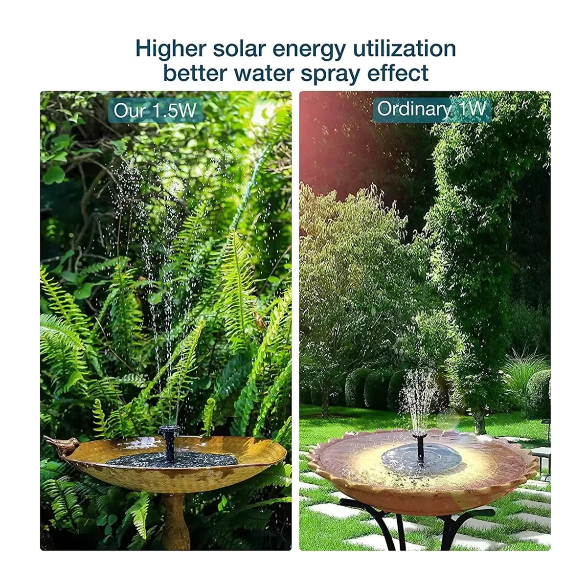 Solar-Brunnenpumpe mit 9 Düsen für Vogelbad, Teich, Garten und Aquarium in Schwarz, Durchmesser: 13 cm, 16 cm oder 18 cm - Bild 2