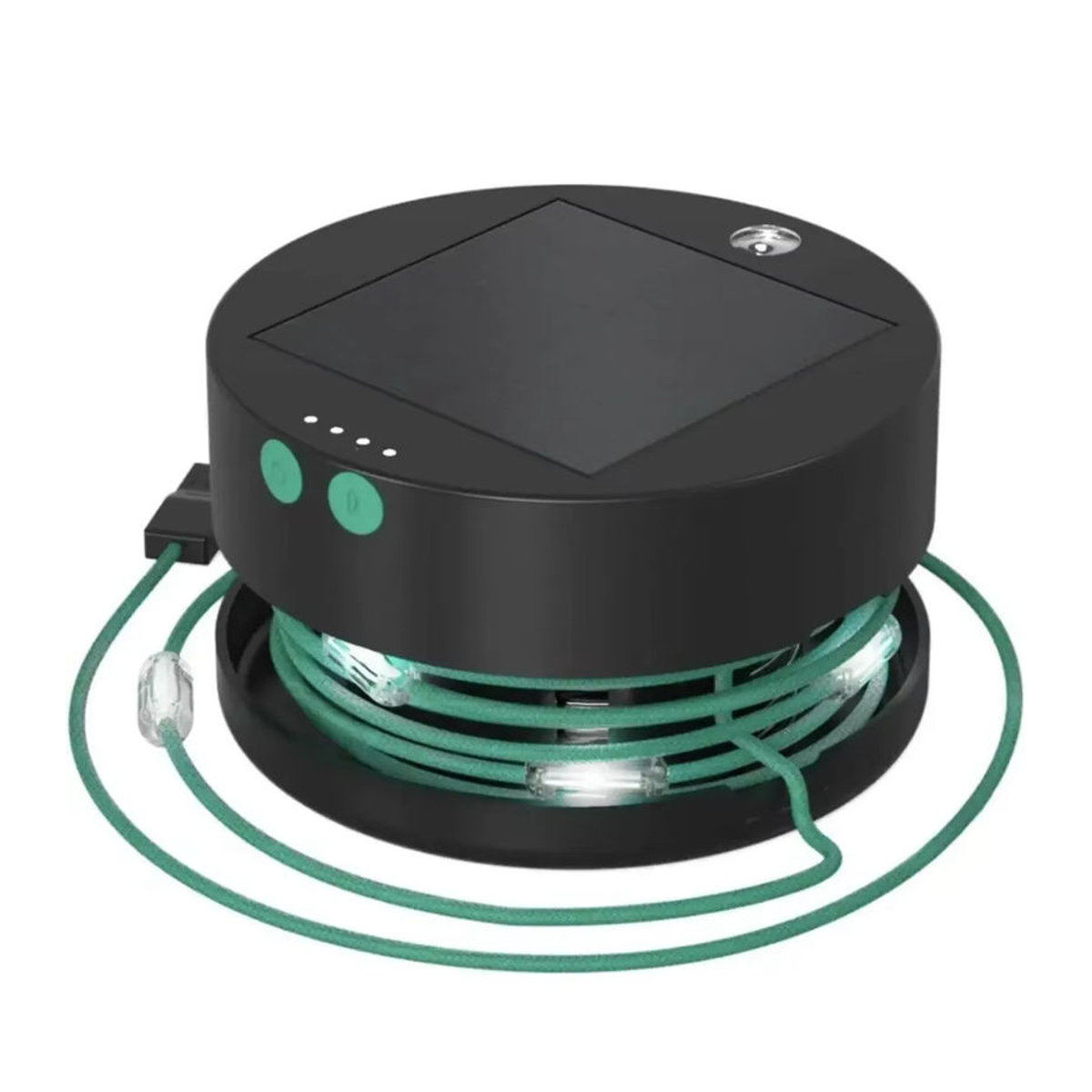 Solar-Camping-Lichterkette mit 20 LEDs in Schwarz, 5,5 Meter wasserdichte LED-Lichterkette mit Powerbank-Funktion und verschiedenen Lichtmodi - Bild 1