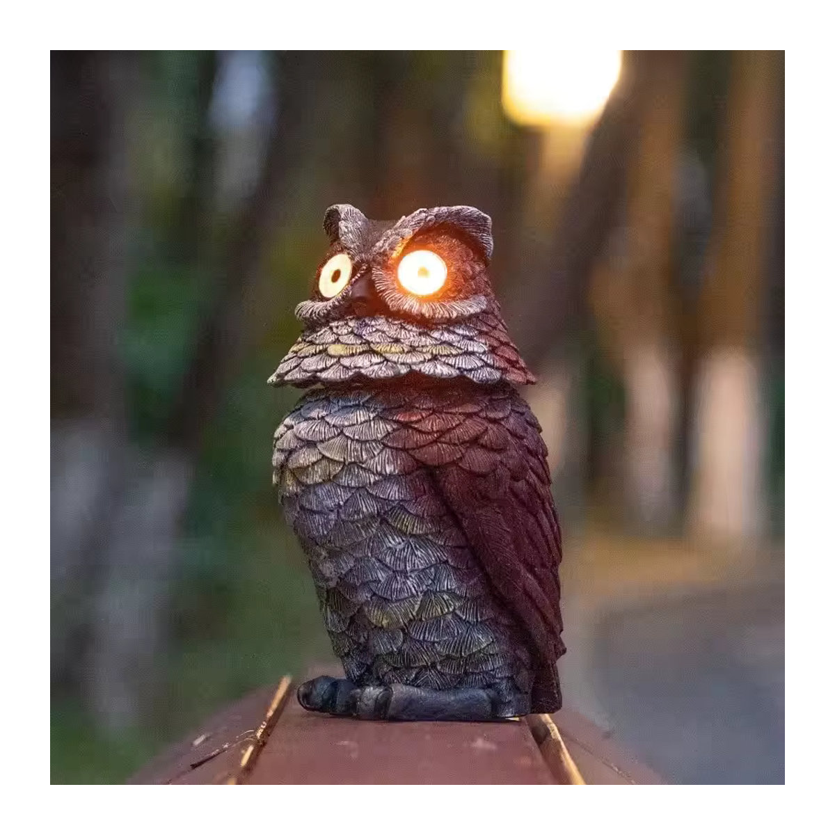 Solar Eule Gartenstatue aus Kunstharz mit rotierendem Kopf zur Dekoration für Garten und Hof, Bunt - Bild 2