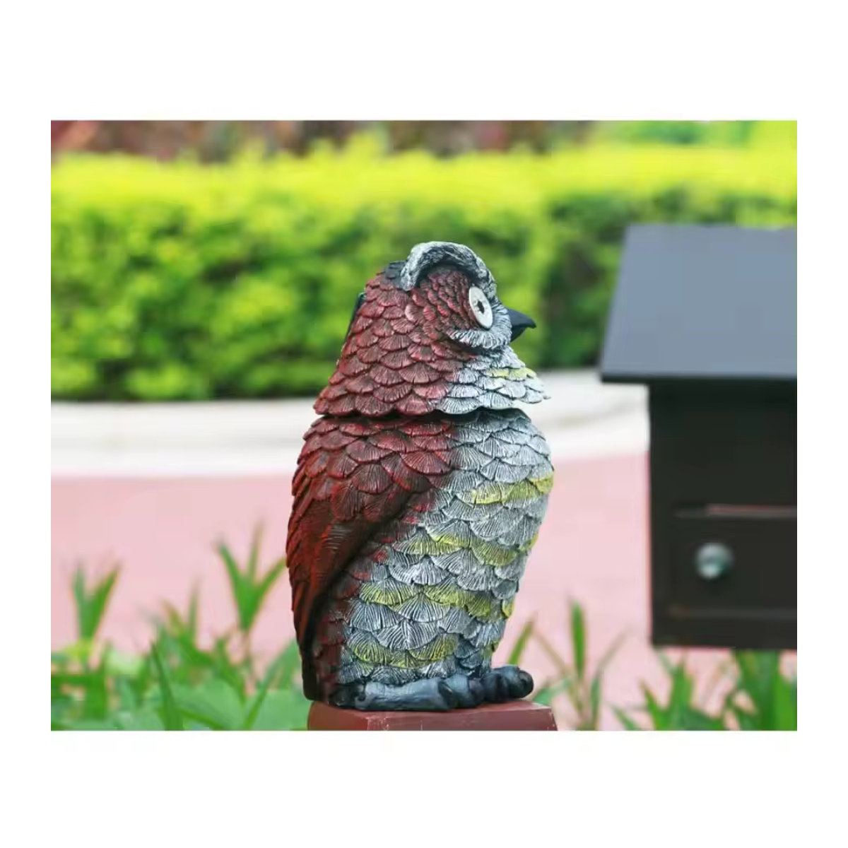 Solar Eule Gartenstatue aus Kunstharz mit rotierendem Kopf zur Dekoration für Garten und Hof, Bunt - Bild 4