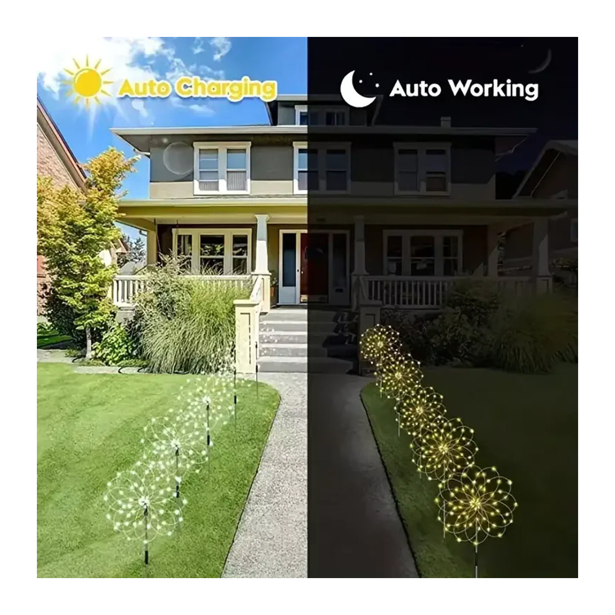 Solar-Feuerwerkslichter mit 420 LEDs und 8 Modi, mehrfarbig und warmweiß, IP65 wasserdichte Solarleuchte für Garten, Terrasse und Dekoration - Bild 5