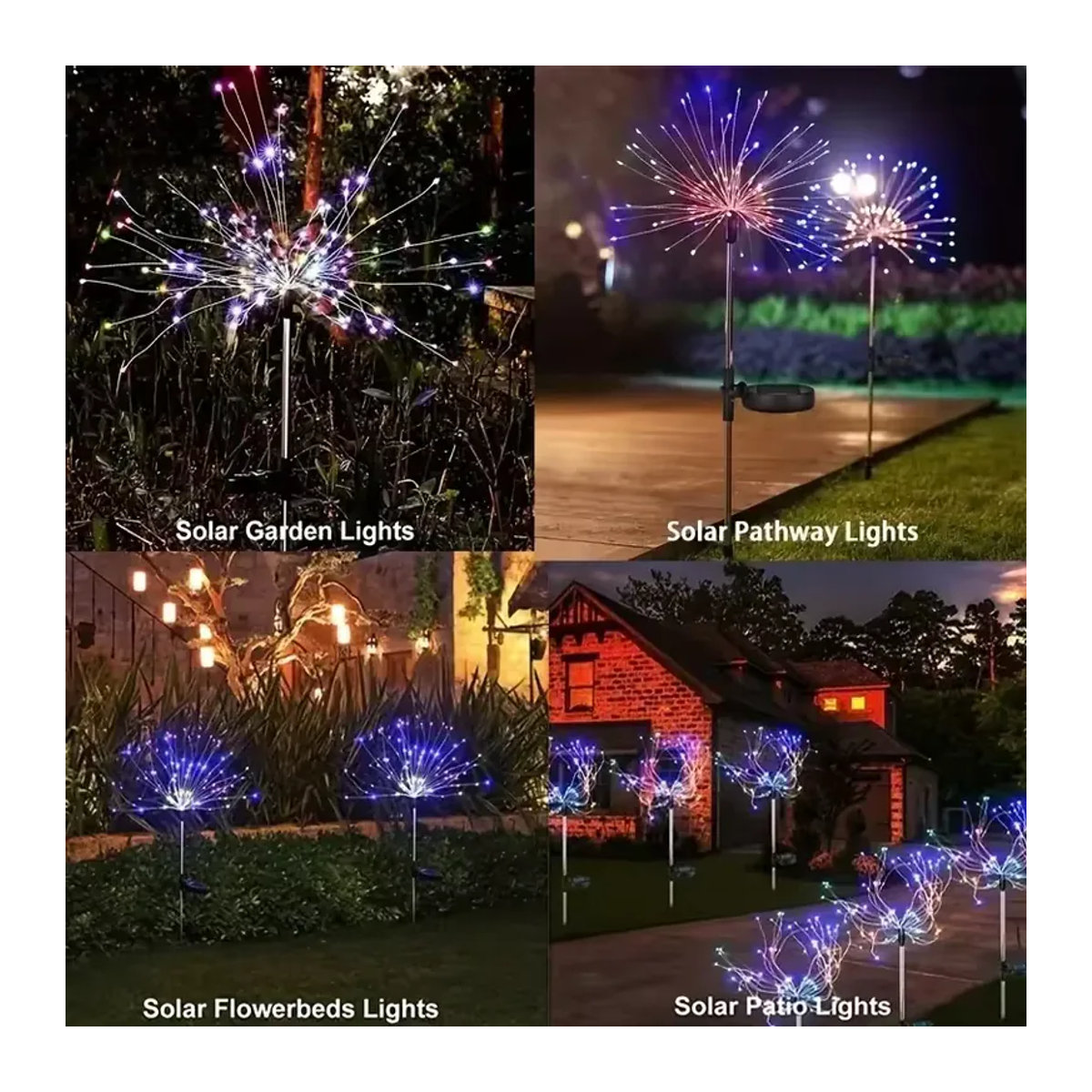 Solar-Feuerwerkslichter mit 420 LEDs und 8 Modi, mehrfarbig und warmweiß, IP65 wasserdichte Solarleuchte für Garten, Terrasse und Dekoration - Bild 6