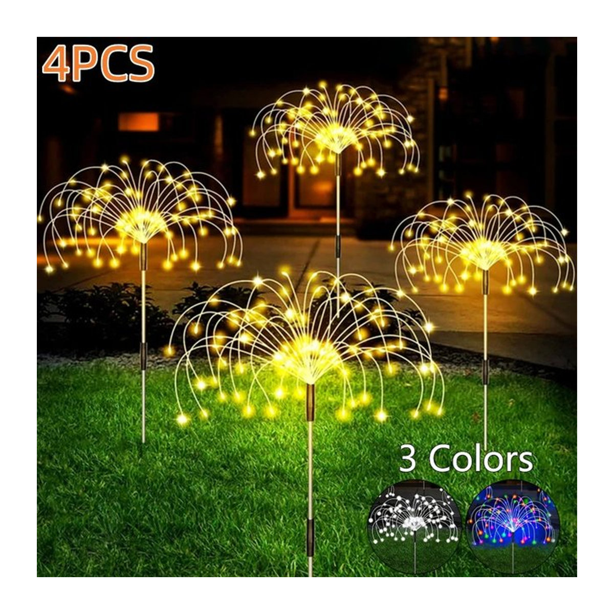 Solar Firework Light LED Solarleuchte mit 8 Lichtmodi und 3 Farben, wasserfest für den Außenbereich, bunt - Bild 1