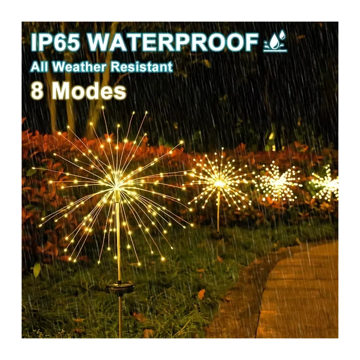Solar Firework Light LED Solarleuchte mit 8 Lichtmodi und 3 Farben, wasserfest für den Außenbereich, bunt - Bild 2