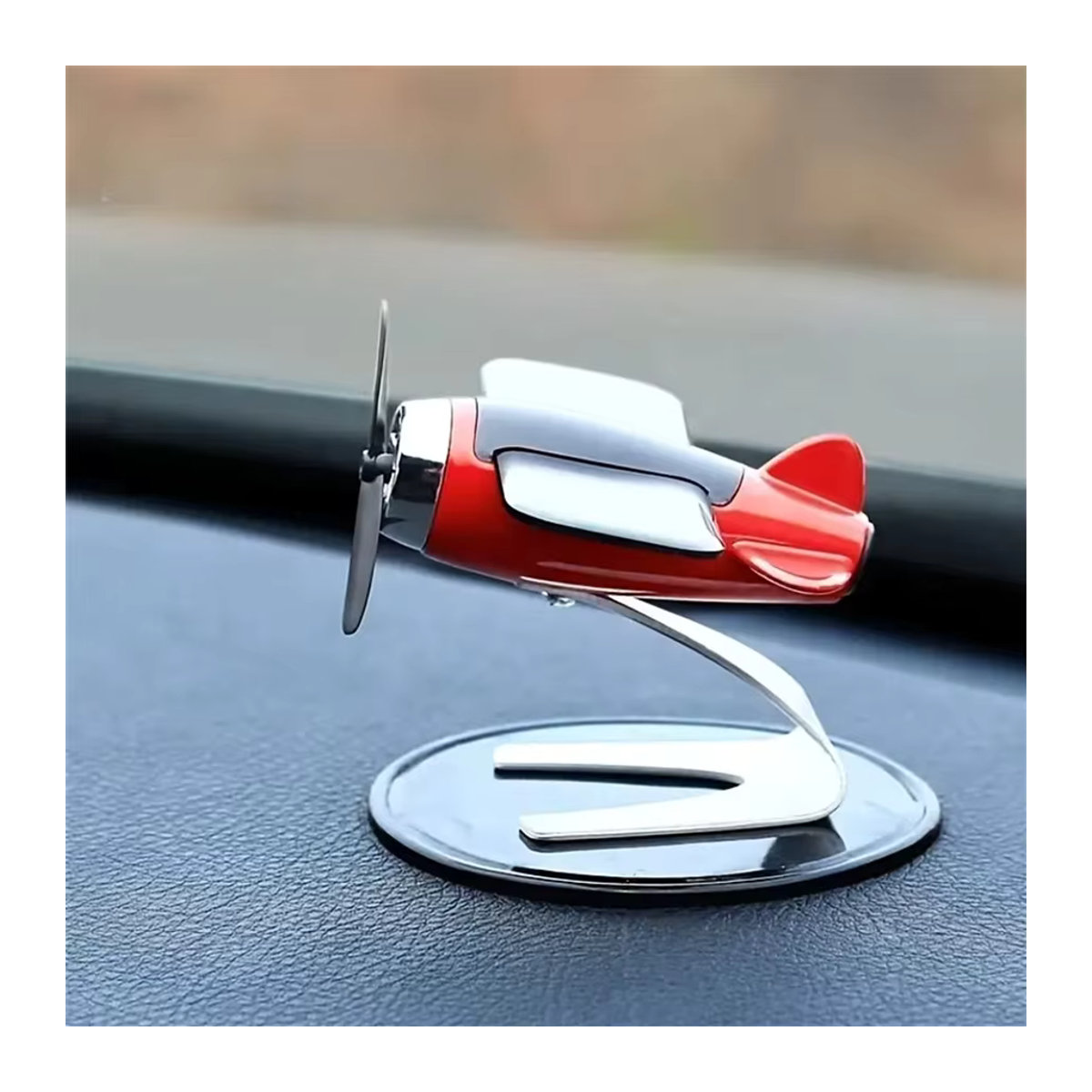 Solar Flugzeug Auto Dekoration Rot als kreatives Desktop Ornament aus Kunststoff für dein Fahrzeug oder Schreibtisch - Bild 5