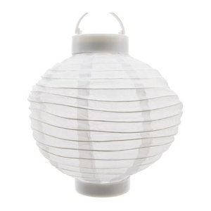 Solar Garten Lampion Weiß LED Warmweiß zum Aufhängen Durchmesser: 20 cm