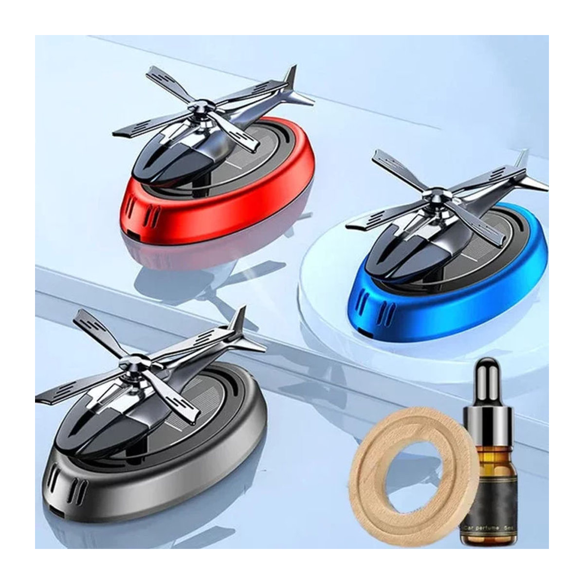 Solar Hubschrauber Auto Lufterfrischer mit rotierenden Propellern als Aroma Diffusor und Dekoration in Mehrfarbig - Bild 1