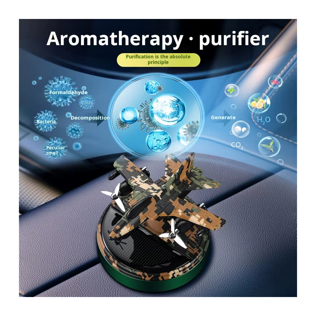 Solar Hubschrauber Auto Parfüm mit rotierender Aromatherapie in Rot und Mehrfarbig für die Mittelkonsole - Bild 2