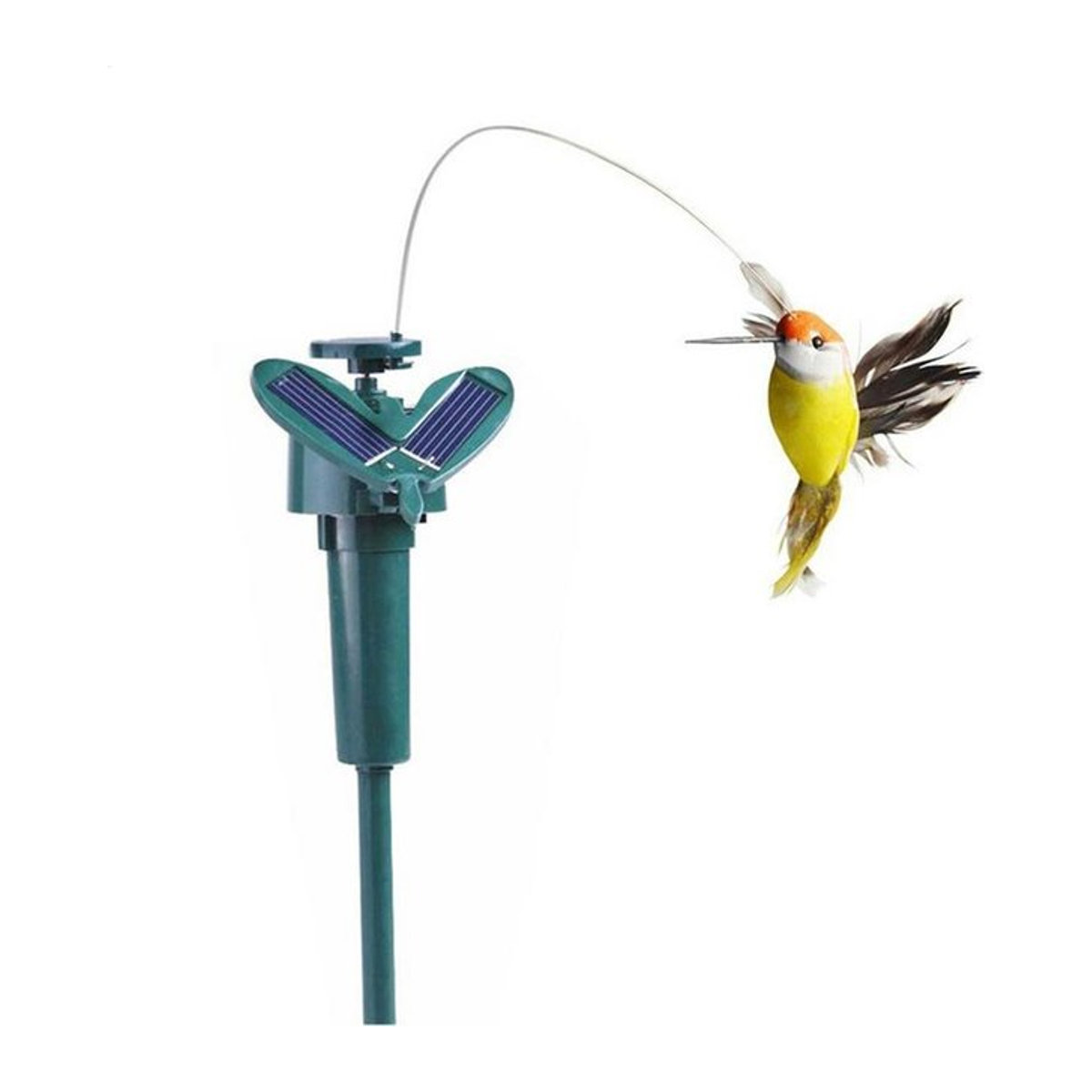 Solar Kolibri Deko-Figur mit künstlichen Federn in bunten Farben für Garten und Auto - Bild 1