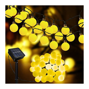 Solar LED Globus Lichterkette mit 8 Modi, wasserdichte Solarleuchte in Gelb für Garten und Außenbereich