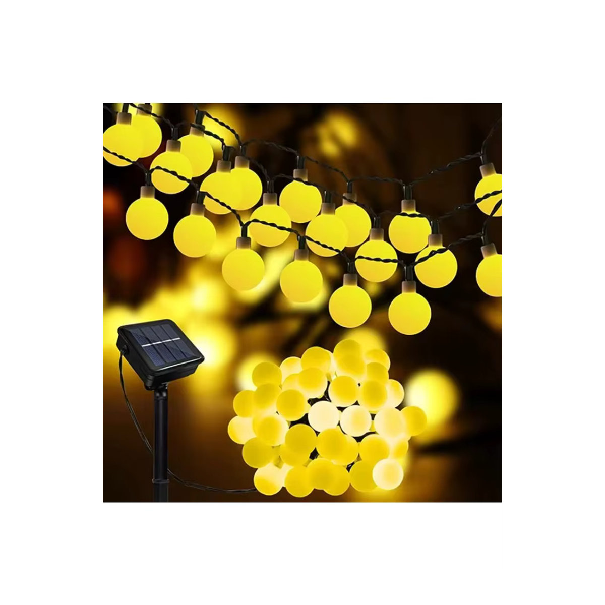 Solar LED Globus Lichterkette mit 8 Modi, wasserdichte Solarleuchte in Gelb für Garten und Außenbereich - Bild 5