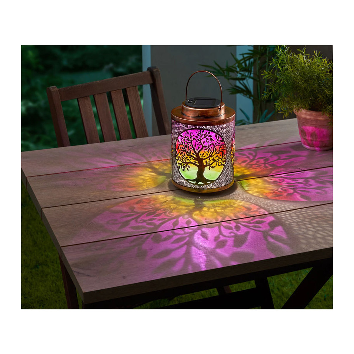 Solar-LED-Laterne Lebensbaum von viva domo in Bronze und Bunt - Bild 2
